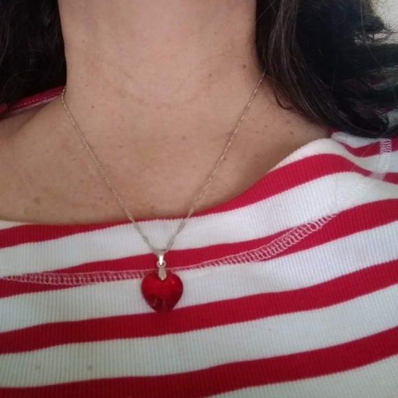 Swarovski 🎅Ruby Crystal Heart Necklace - Picture 2 of 2